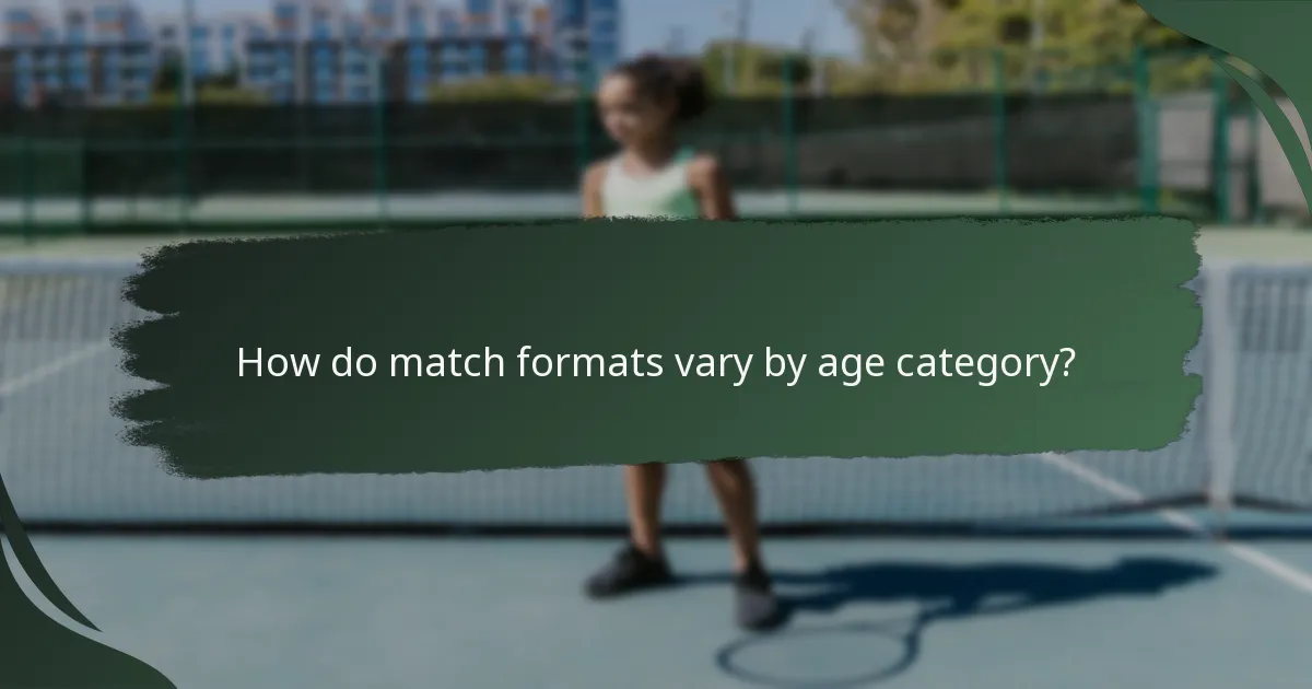 How do match formats vary by age category?