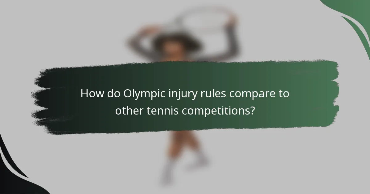 How do Olympic injury rules compare to other tennis competitions?