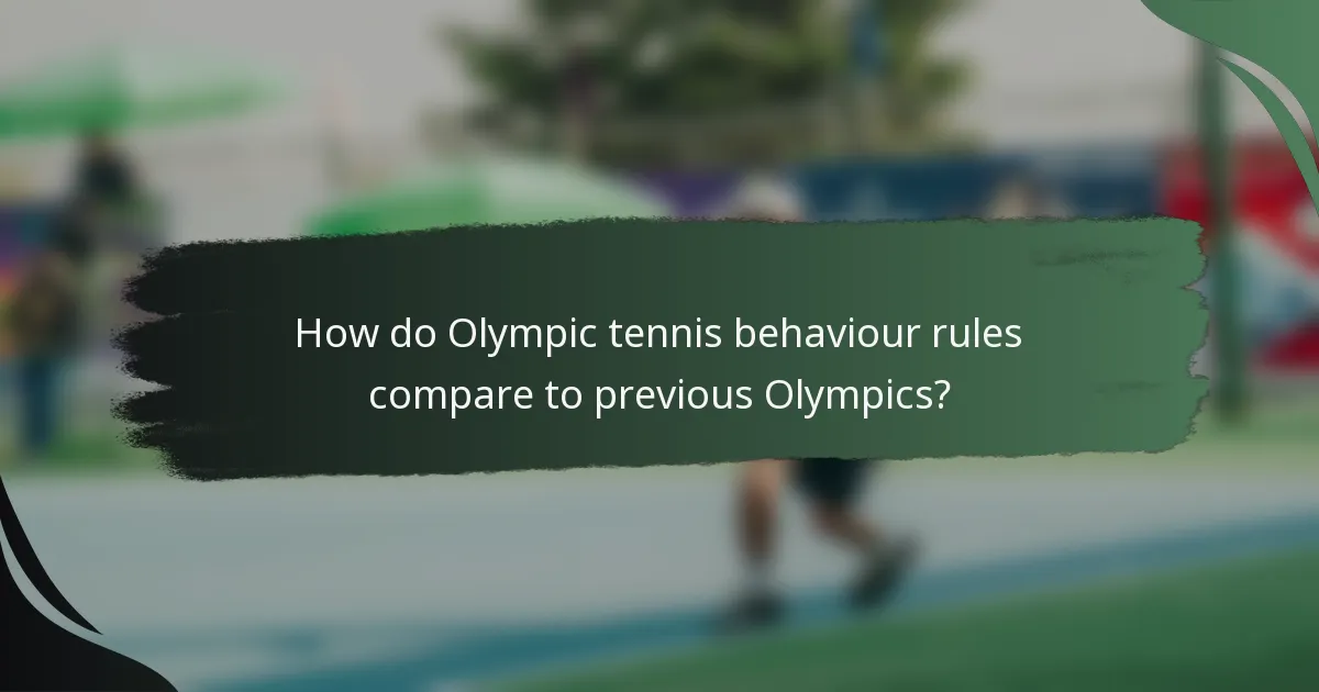 How do Olympic tennis behaviour rules compare to previous Olympics?