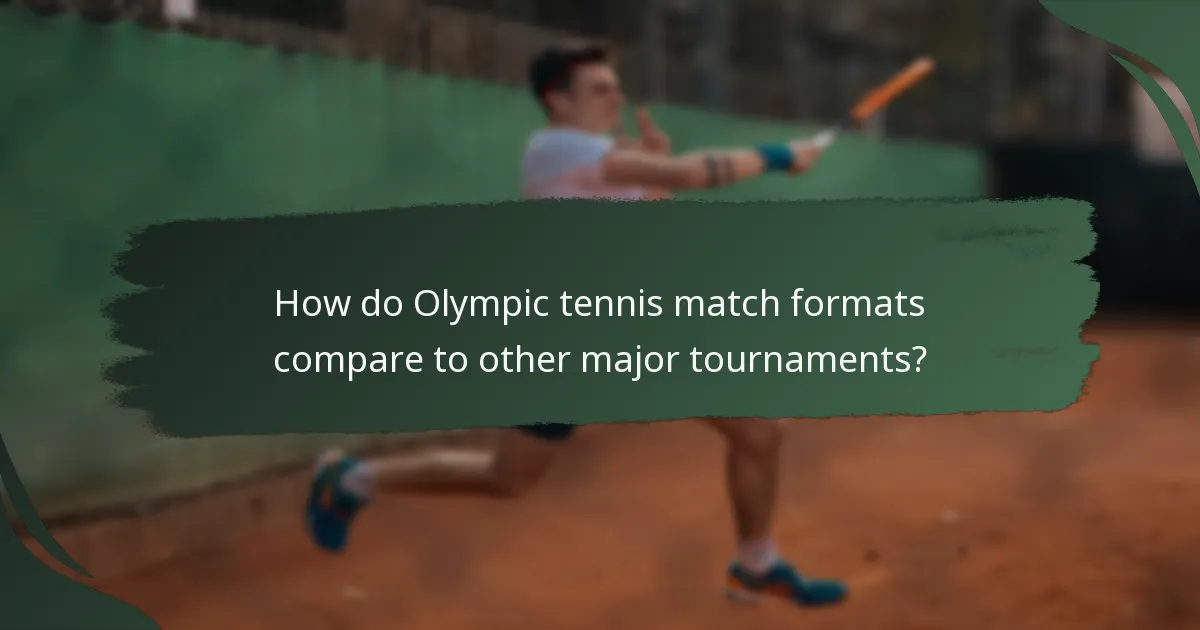 How do Olympic tennis match formats compare to other major tournaments?