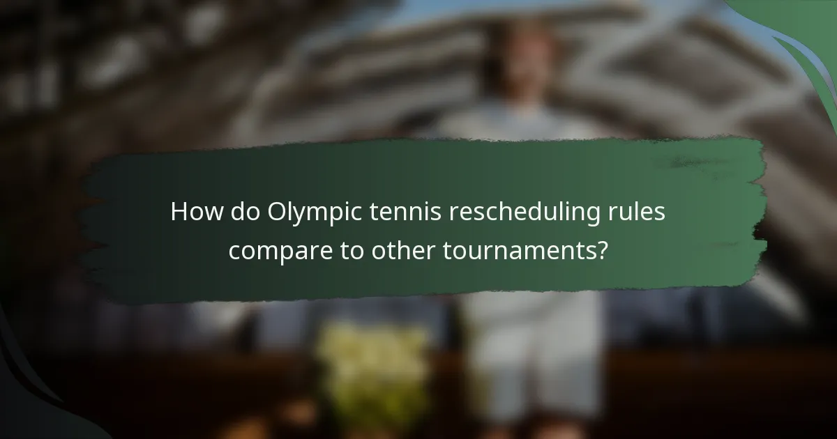 How do Olympic tennis rescheduling rules compare to other tournaments?
