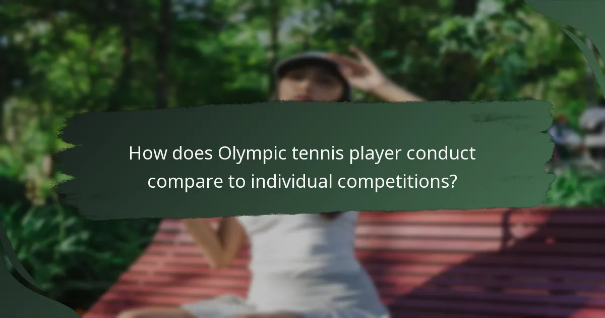 How does Olympic tennis player conduct compare to individual competitions?