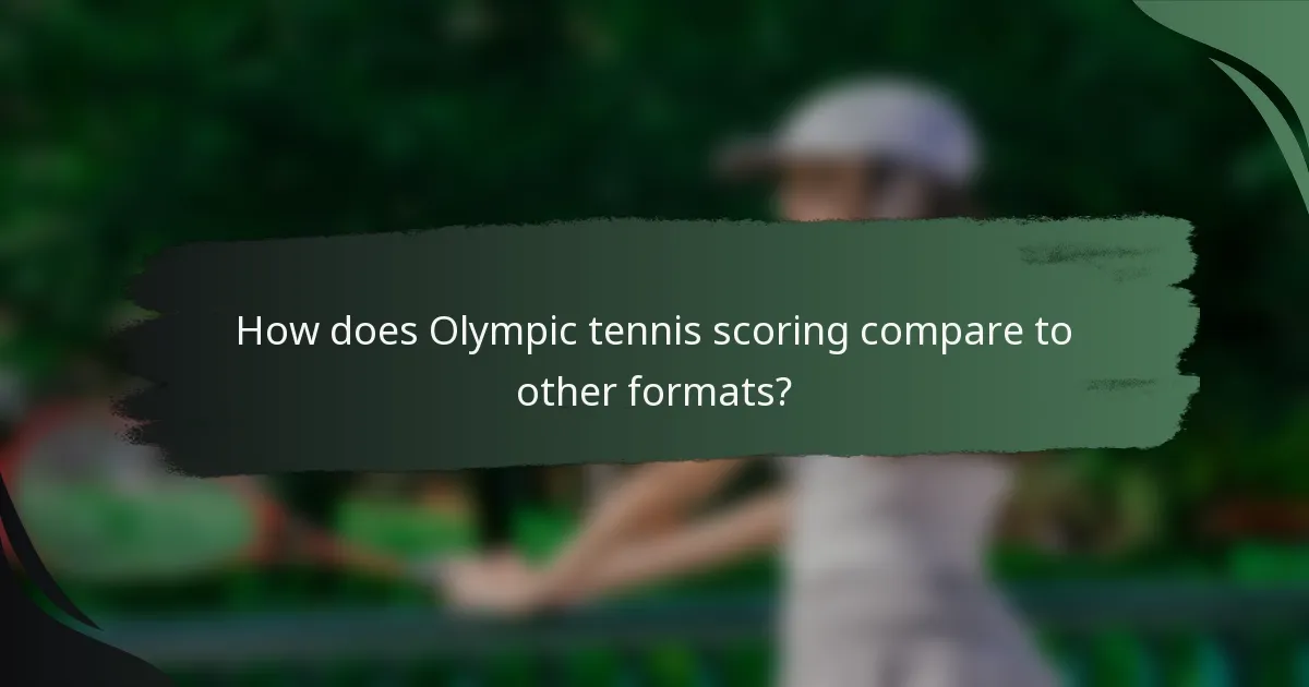 How does Olympic tennis scoring compare to other formats?
