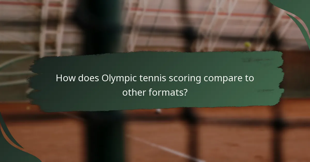 How does Olympic tennis scoring compare to other formats?