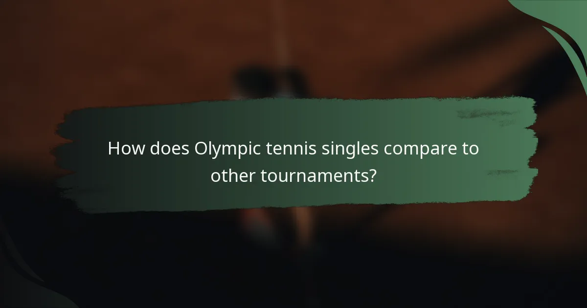 How does Olympic tennis singles compare to other tournaments?