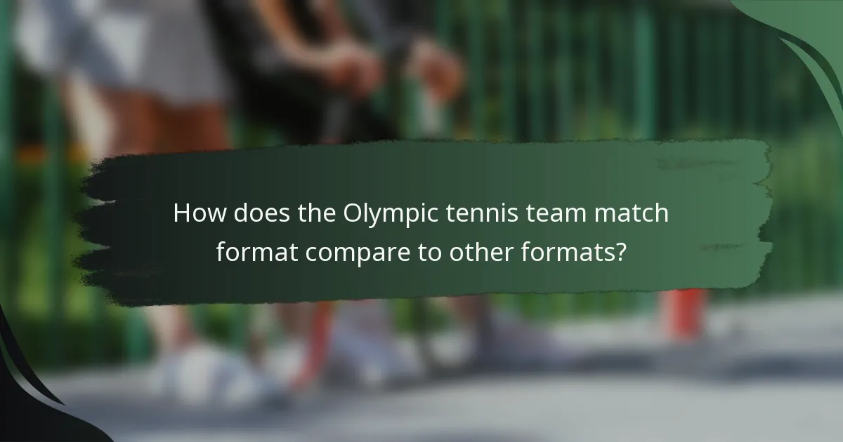 How does the Olympic tennis team match format compare to other formats?