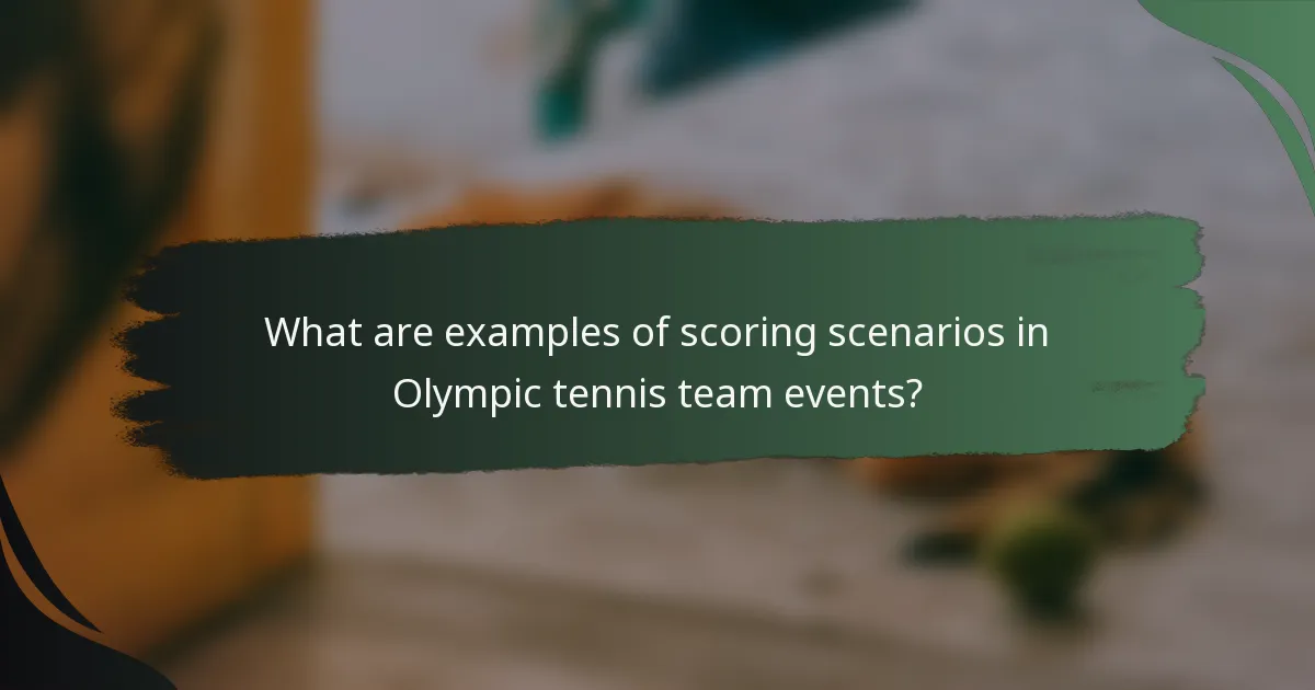 What are examples of scoring scenarios in Olympic tennis team events?