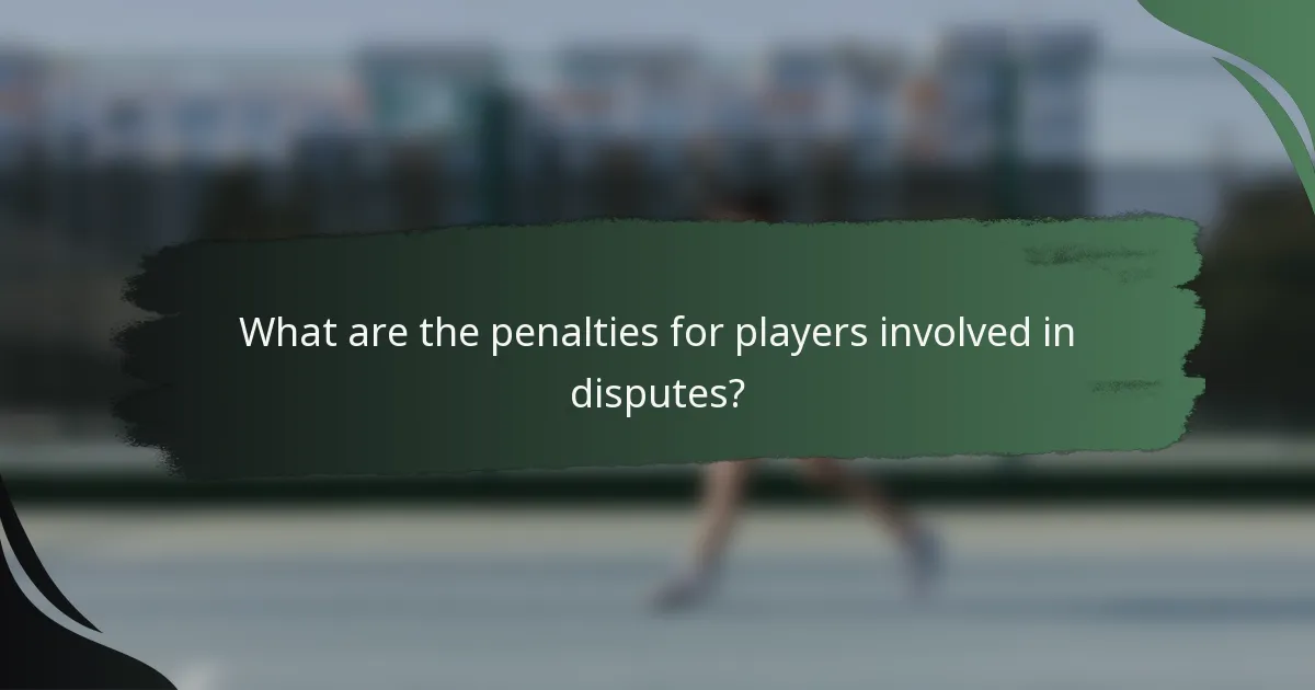 What are the penalties for players involved in disputes?