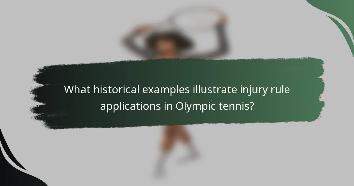 What historical examples illustrate injury rule applications in Olympic tennis?